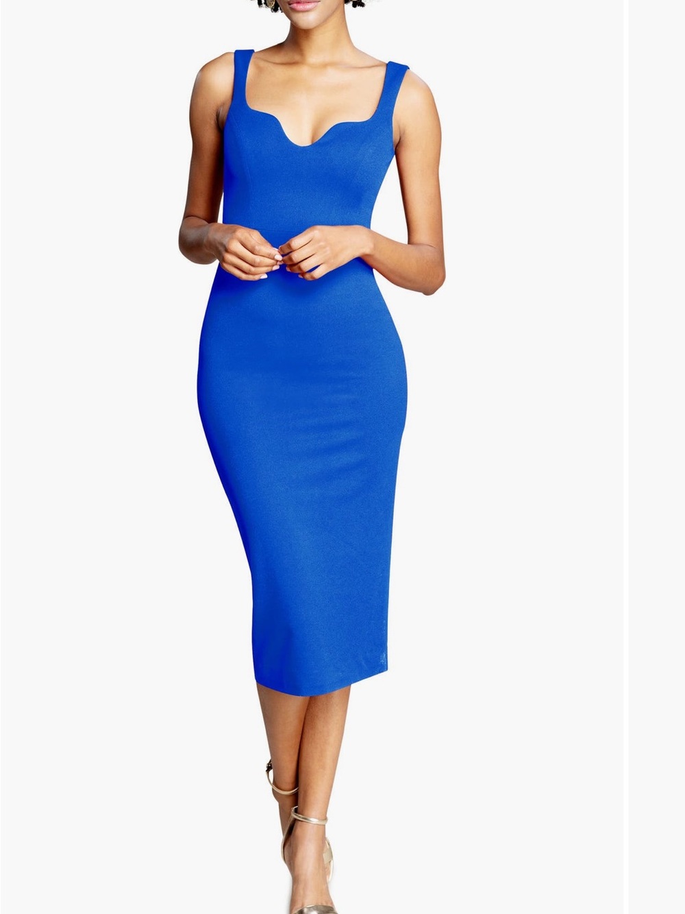 Dress the Population Royal Blue Scoop Neck Bodycon Midi Skirt